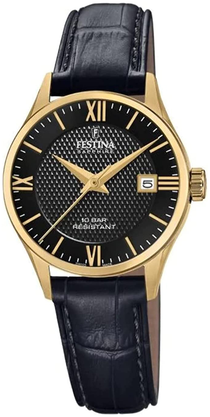 Festina Damklocka F20011-4 Swiss Made Svart/Läder Ø29 mm - Festina