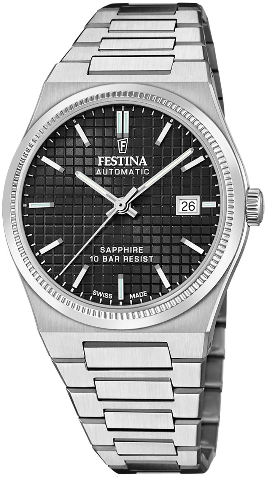 Festina Herrklocka F20028-4 Swiss Made Svart/Stål Ø40 mm - Festina