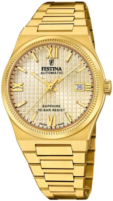 Festina Herrklocka F20032-2 Swiss Made Guld/Gulguldtonat stål Ø40 mm - Festina