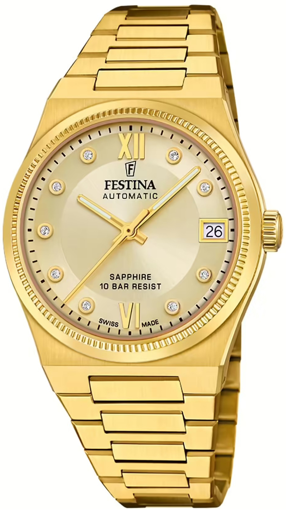 Festina Damklocka F20033-2 Swiss Made Guld/Gulguldtonat stål Ø35 mm - Festina