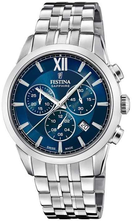 Festina Herrklocka F20040-2 Swiss Made Blå/Stål Ø41 mm