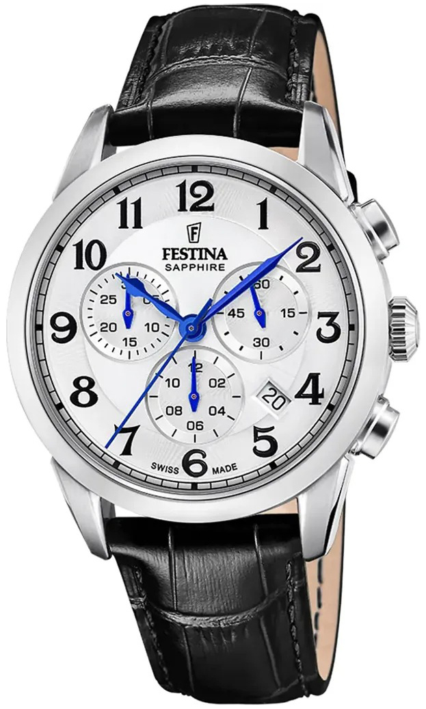 Festina Herrklocka F20041-1 Swiss Made Silverfärgad/Läder Ø41 mm - Festina