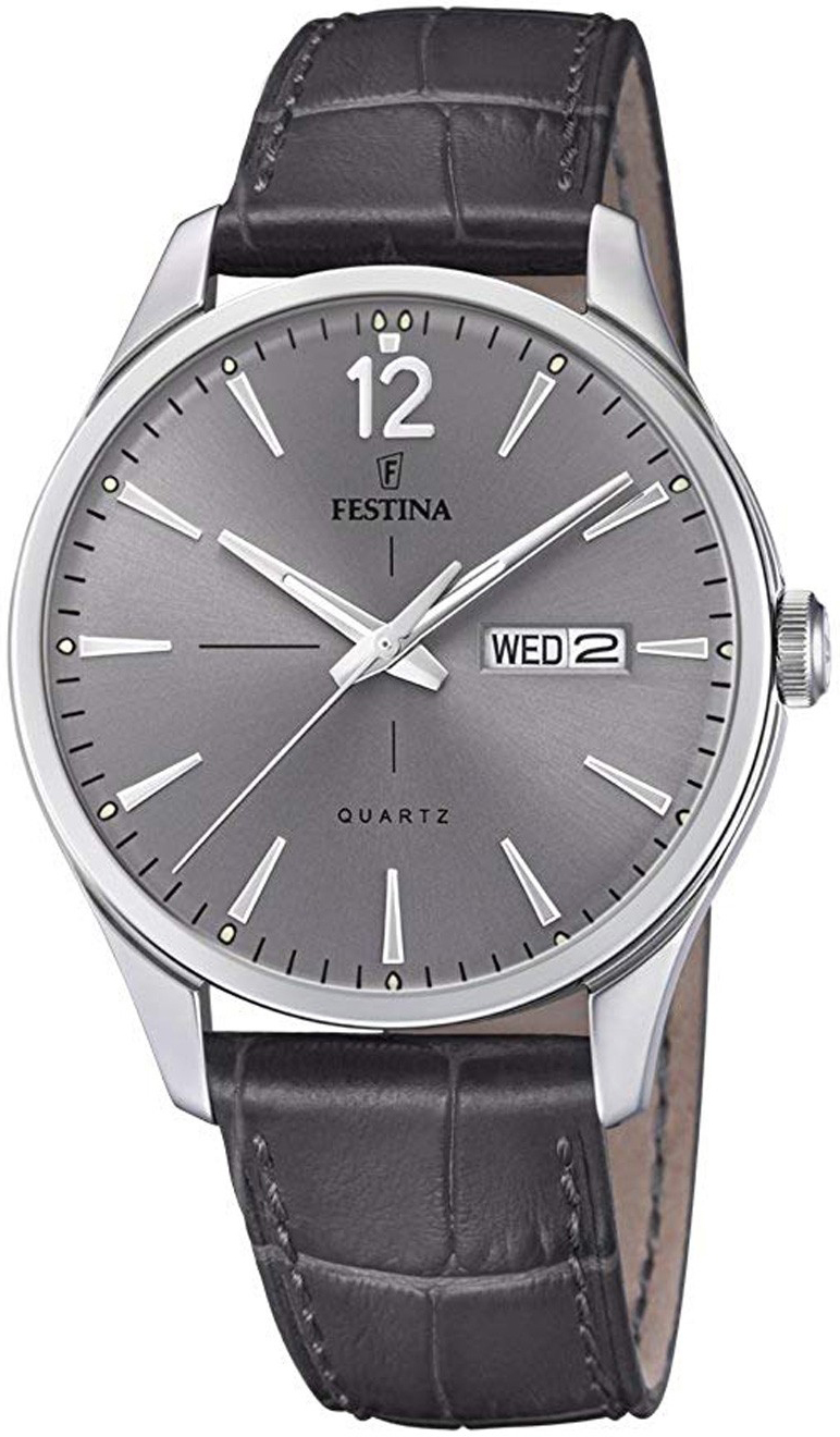 Festina Herrklocka F20205-2 Grå/Läder Ø41 mm - Festina