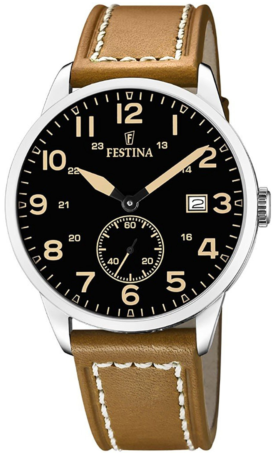 Festina Retro Herrklocka F20347-6 Svart/Läder Ø42 mm - Festina