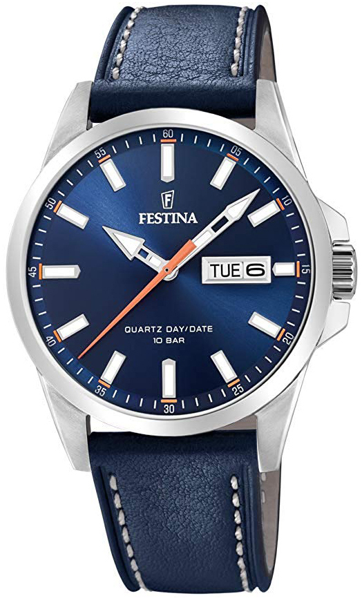 Festina Herrklocka F20358-3 Blå/Läder Ø41 mm - Festina