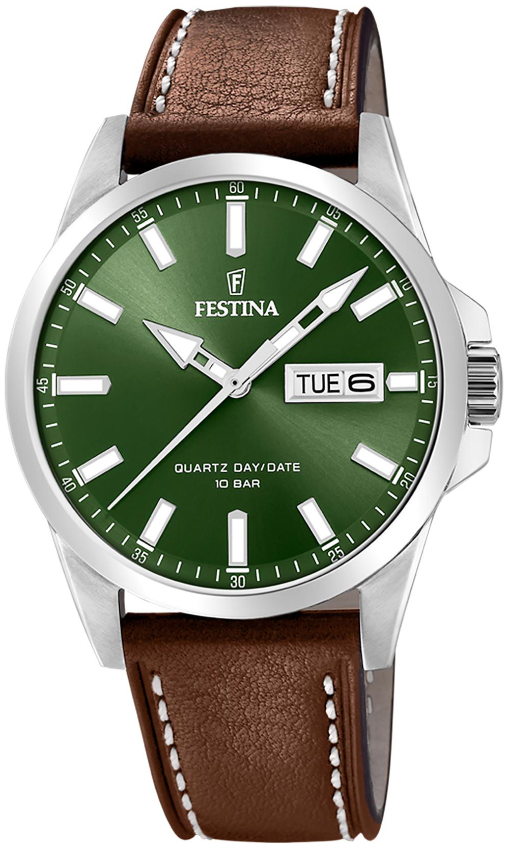 Festina Herrklocka F20358-5 Classic Gr&ouml;n/L&auml;der &Oslash;41 mm