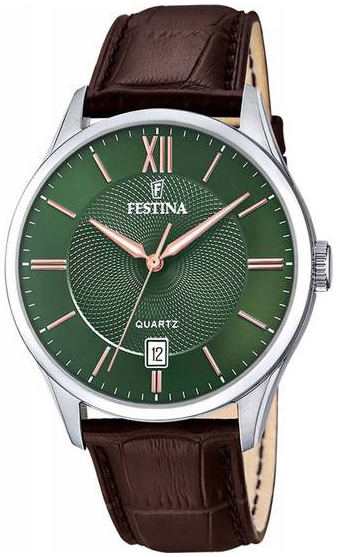 Festina Herrklocka F20426-8 Classic Grön/Läder Ø43 mm