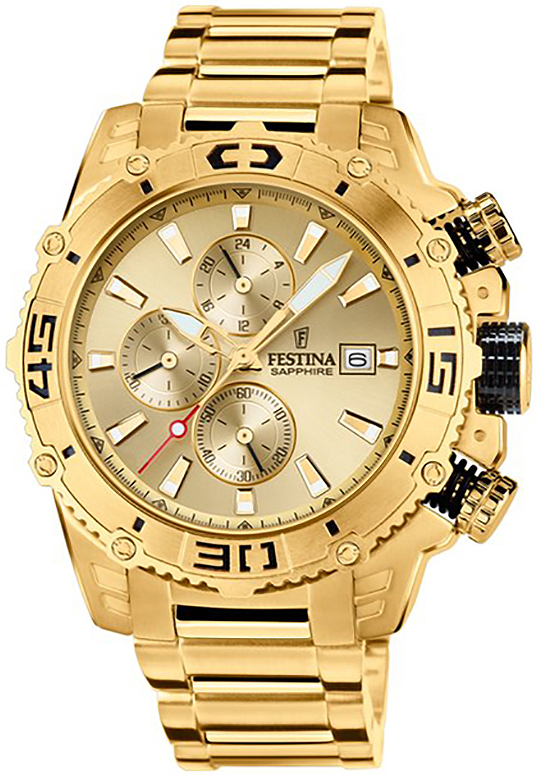 Festina Herrklocka F20492-1 Guld/Gulguldtonat stål Ø48 mm - Festina