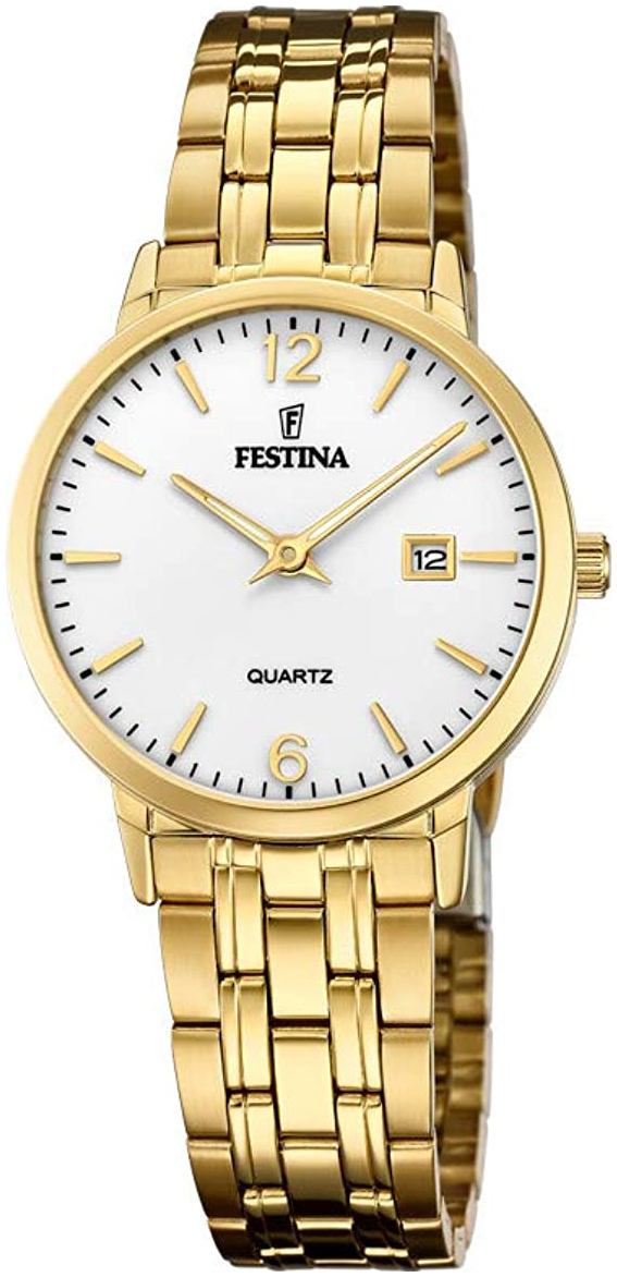 Festina Damklocka F20514-2 Vit/Gulguldtonat stål Ø31 mm - Festina