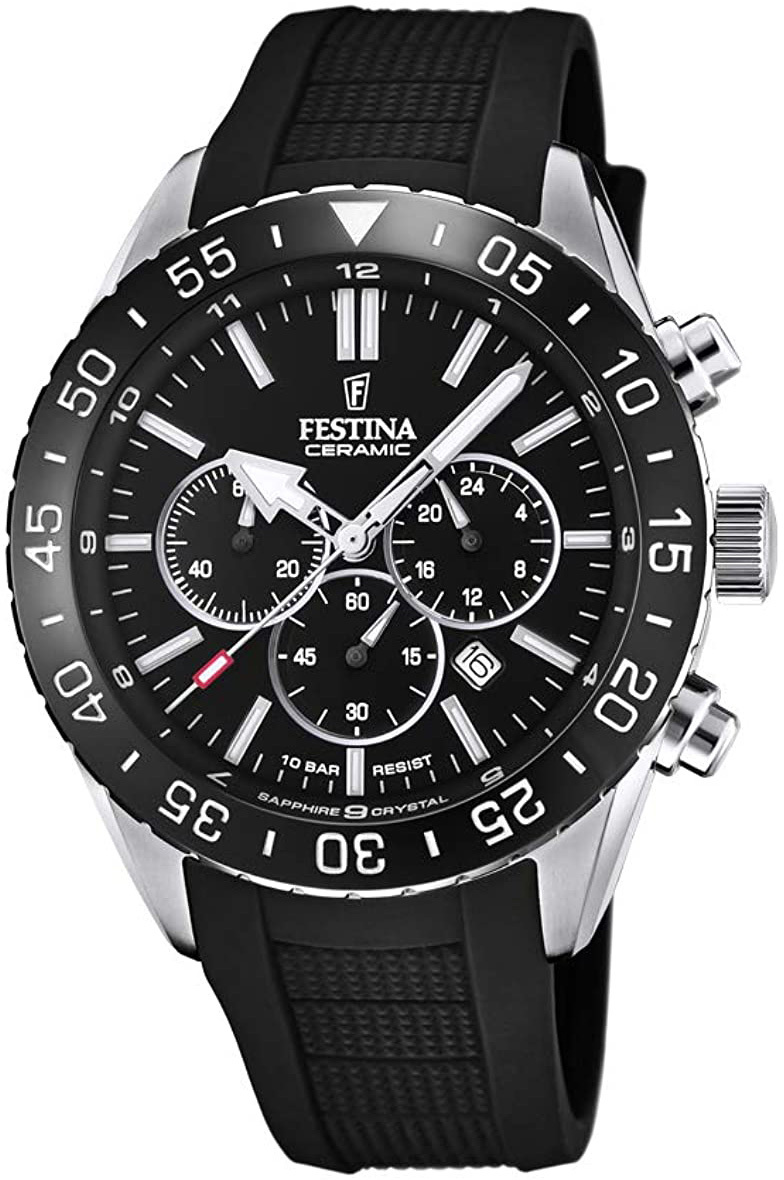 Festina Herrklocka F20515-2 Ceramic Svart/Gummi Ø44 mm - Festina