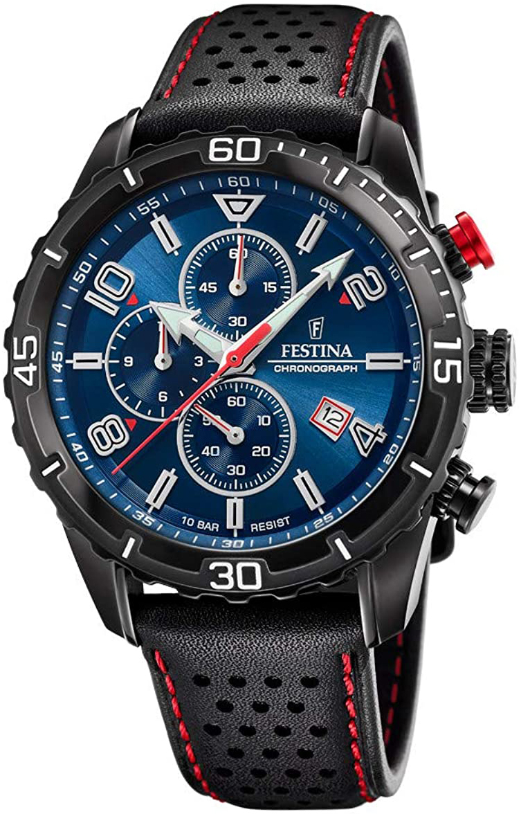 Festina Herrklocka F20519-2 Blå/Läder Ø45 mm - Festina