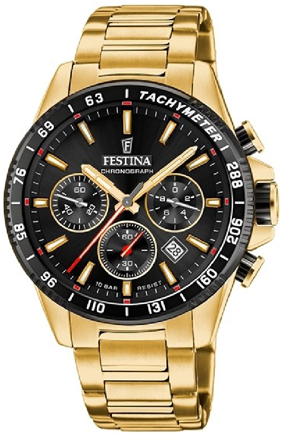 Festina Herrklocka F20634-5 Timeless Svart/Gulguldtonat stål Ø43.5 - Festina