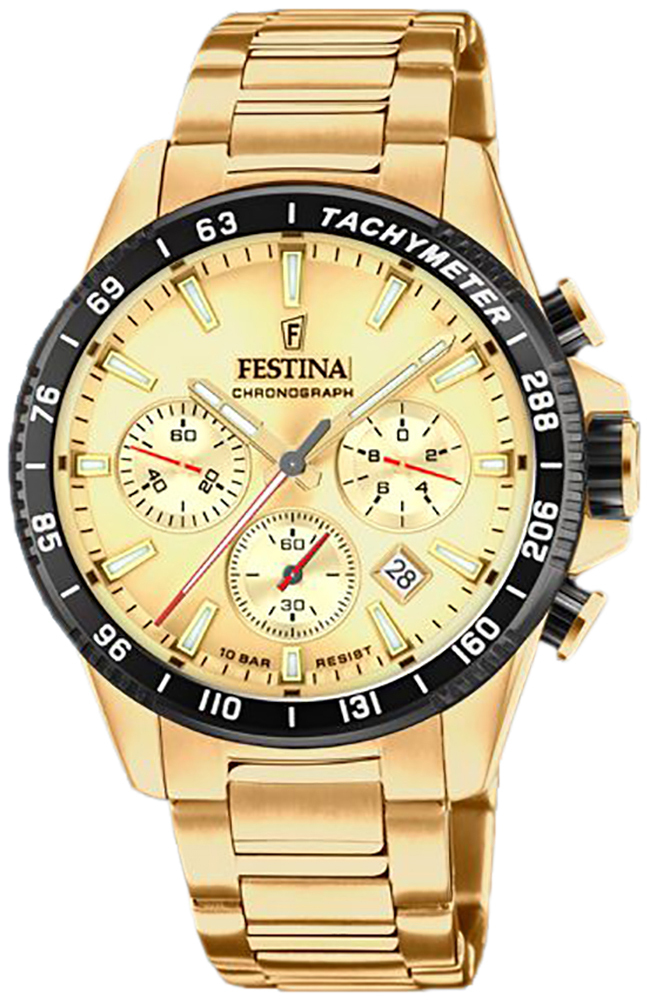 Festina Herrklocka F20634-6 Timeless Guld/Gulguldtonat stål Ø43.5 mm - Festina