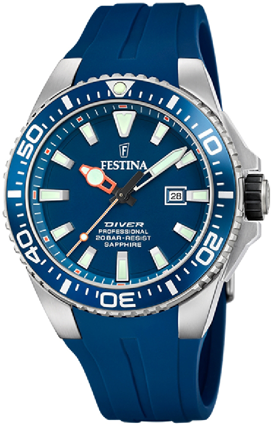 Festina Herrklocka F20664-1 The Original Diver Blå/Gummi Ø45.7 mm - Festina
