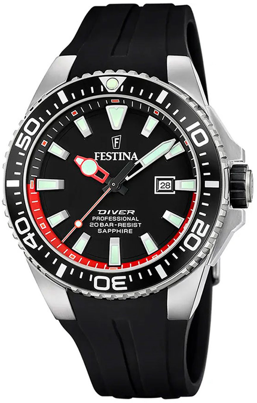 Festina Herrklocka F20664-3 The Original Diver Svart/Gummi Ø45.7 mm - Festina