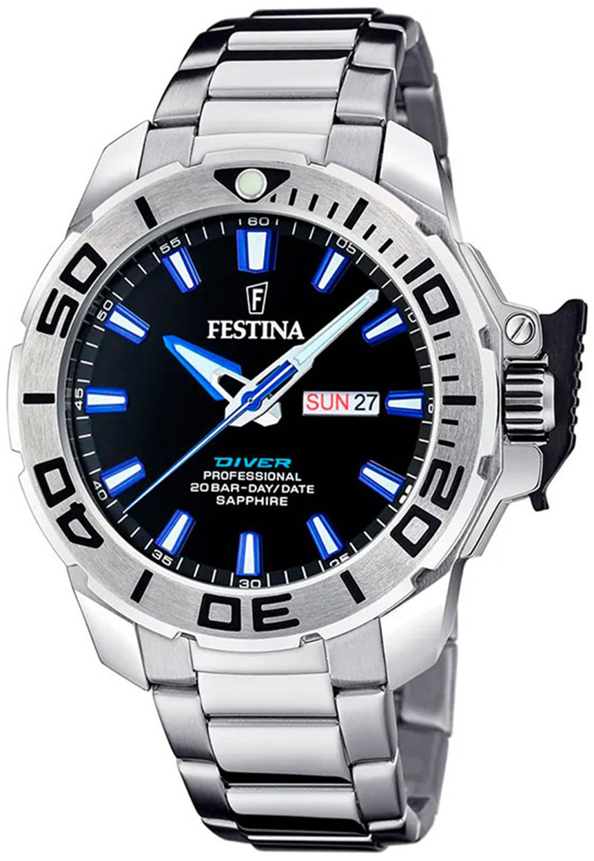Festina Herrklocka F20665-3 The Original Diver Svart/Stål Ø46.3 mm - Festina