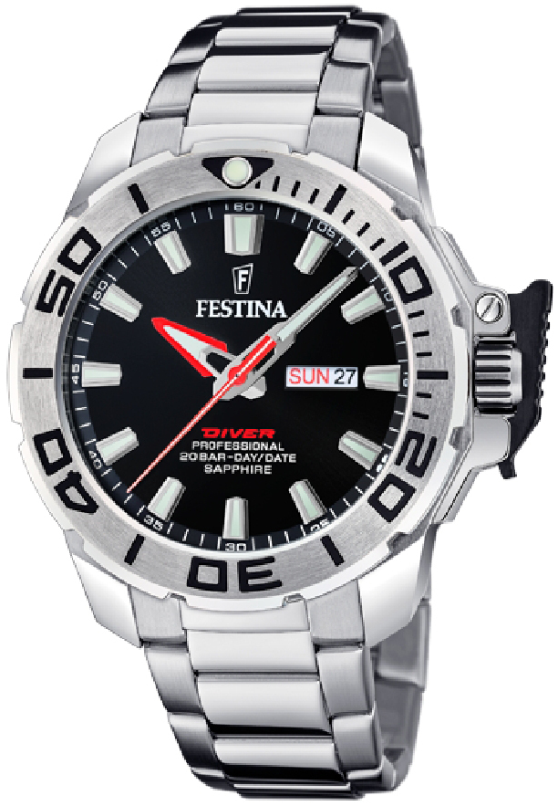 Festina Herrklocka F20665-4 The Original Diver Svart/Stål Ø46.3 mm - Festina