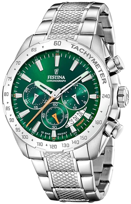 Festina Herrklocka F20668-3 Timeless Grön/Stål Ø44.5 mm - Festina