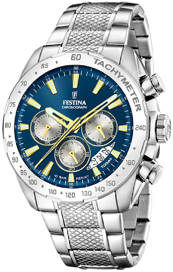 Festina Herrklocka F20668-5 Timeless Blå/Stål Ø44.5 mm - Festina