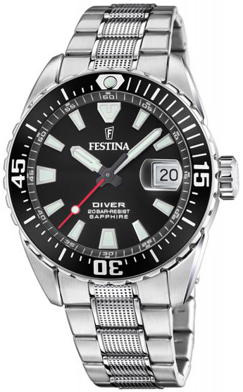 Festina Herrklocka F20669-3 Diver Svart/Stål Ø44 mm - Festina