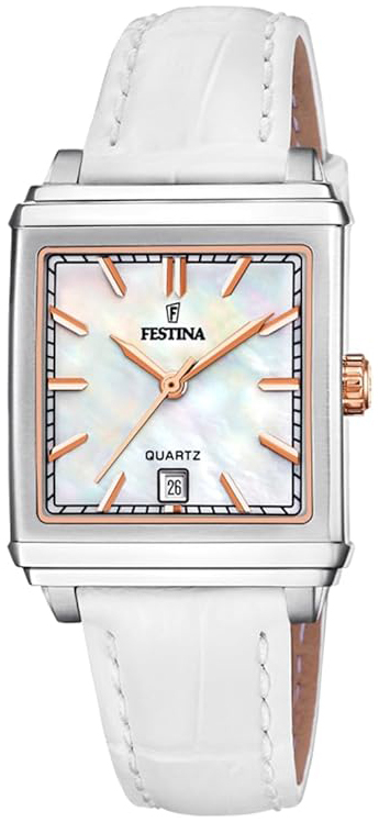 Festina Damklocka F20682-1 Classic Vit/Läder - Festina