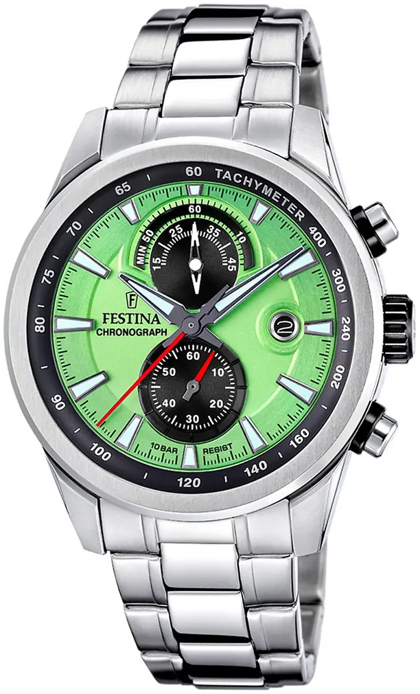 Festina Herrklocka F20694-3 Classic Grön/Stål Ø44 mm - Festina