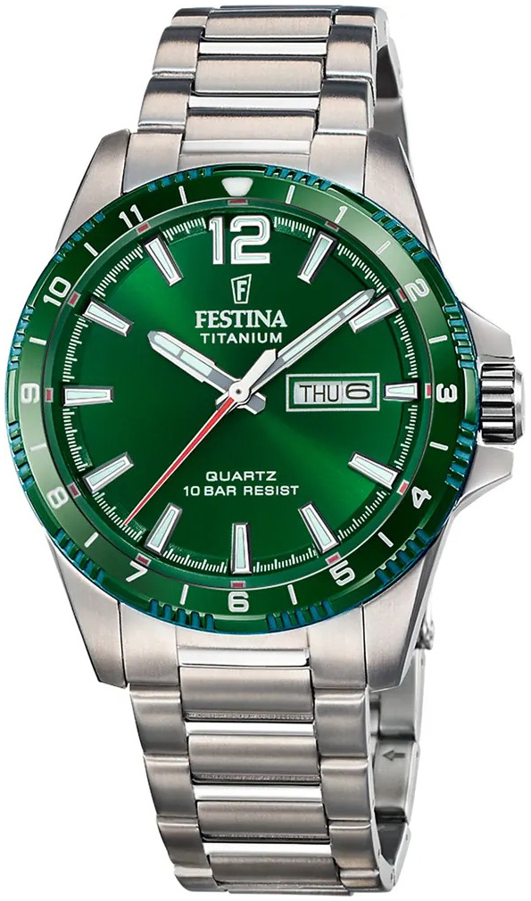 Festina Herrklocka F20698-3 Titanium Grön/Titan Ø43 mm - Festina