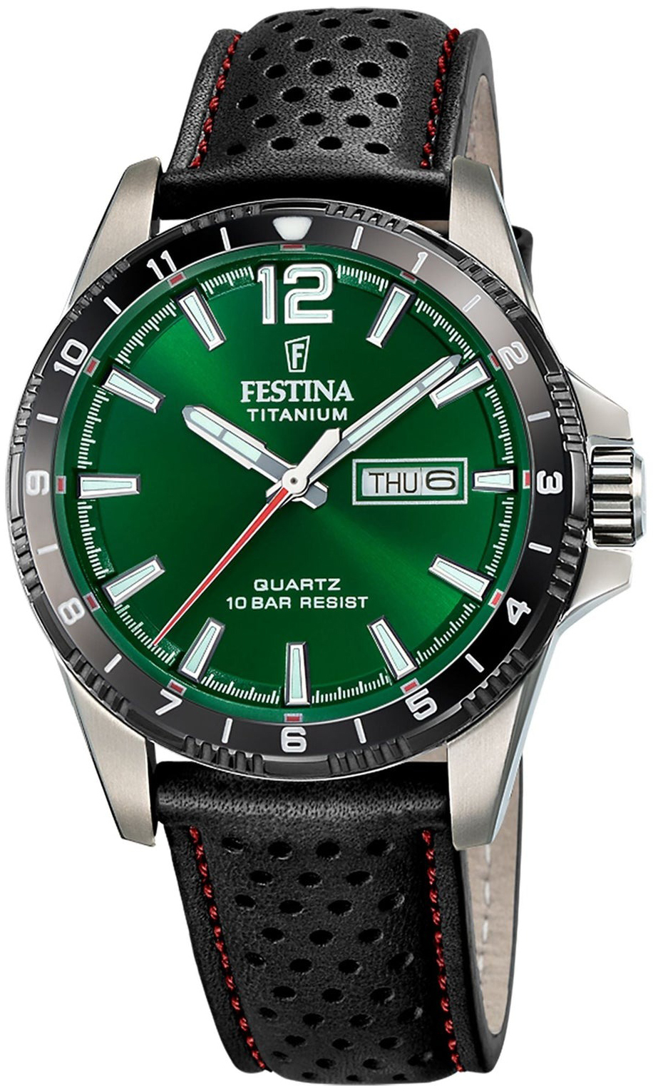 Festina Herrklocka F20699-3 Titanium Grön/Läder Ø43 mm - Festina