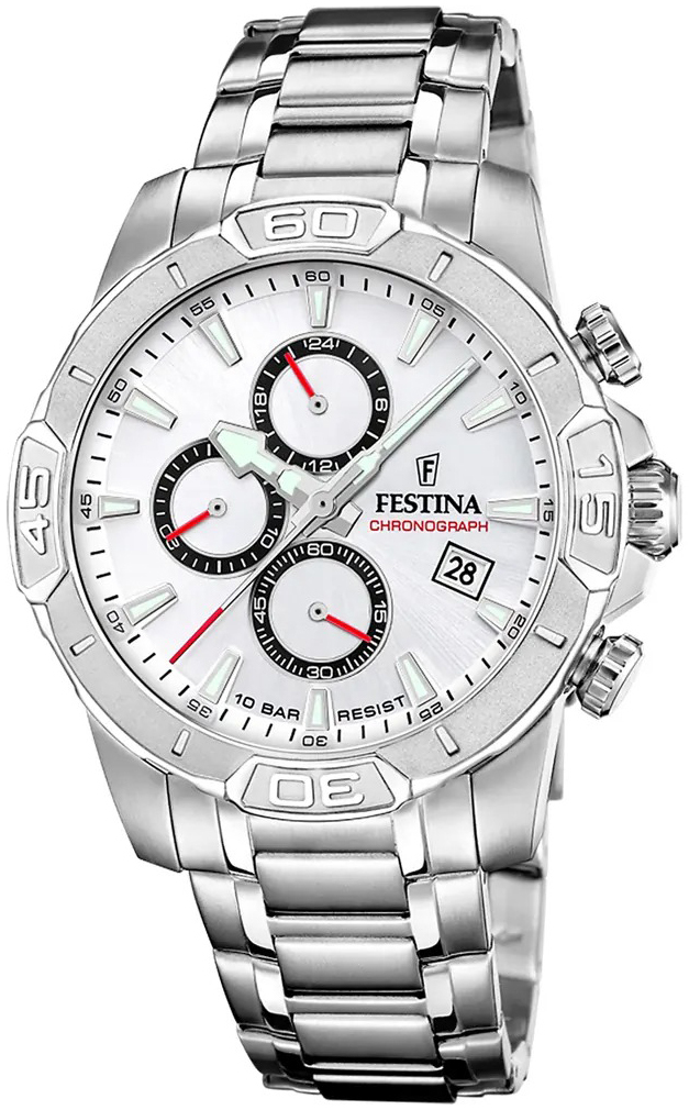 Festina Herrklocka F20704-1 Timeless Vit/Stål Ø45 mm - Festina