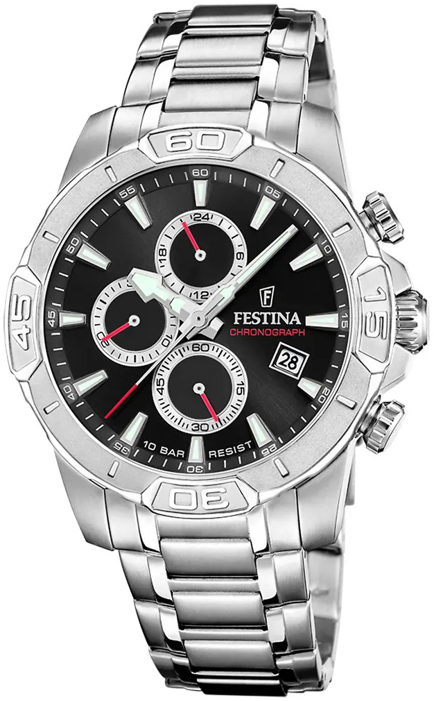 Festina Herrklocka F20704-6 Timeless Svart/Stål Ø45 mm
