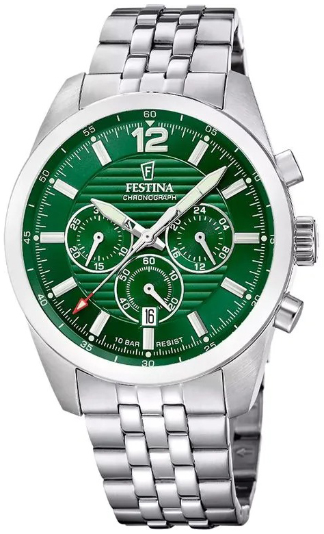 Festina Herrklocka F20742-2 Timeless Grön/Stål Ø43.8 mm