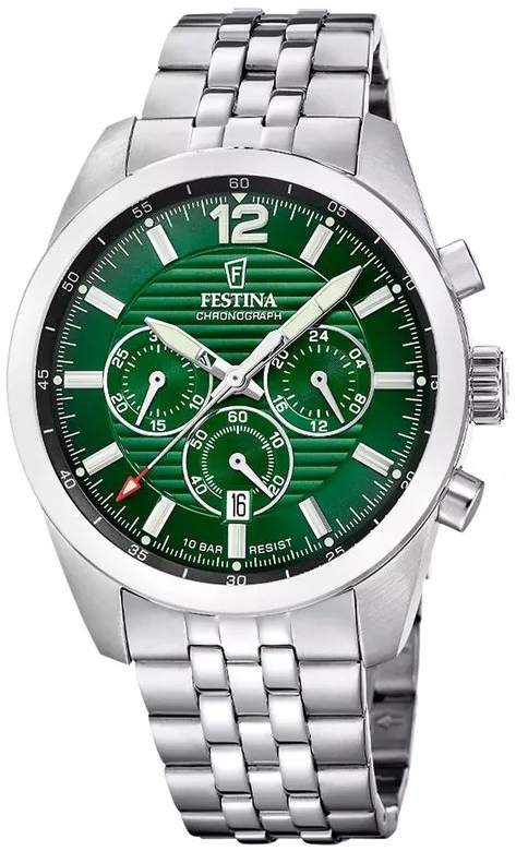 Festina Herrklocka F20742-5 Timeless Grön/Stål Ø43.8 mm