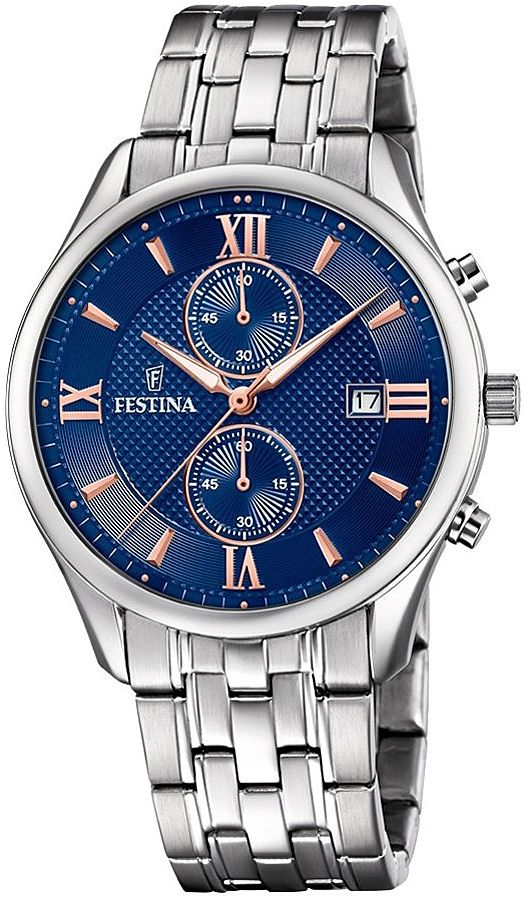 Festina Herrklocka F6854-6 Timeless Blå/Stål Ø42 mm - Festina