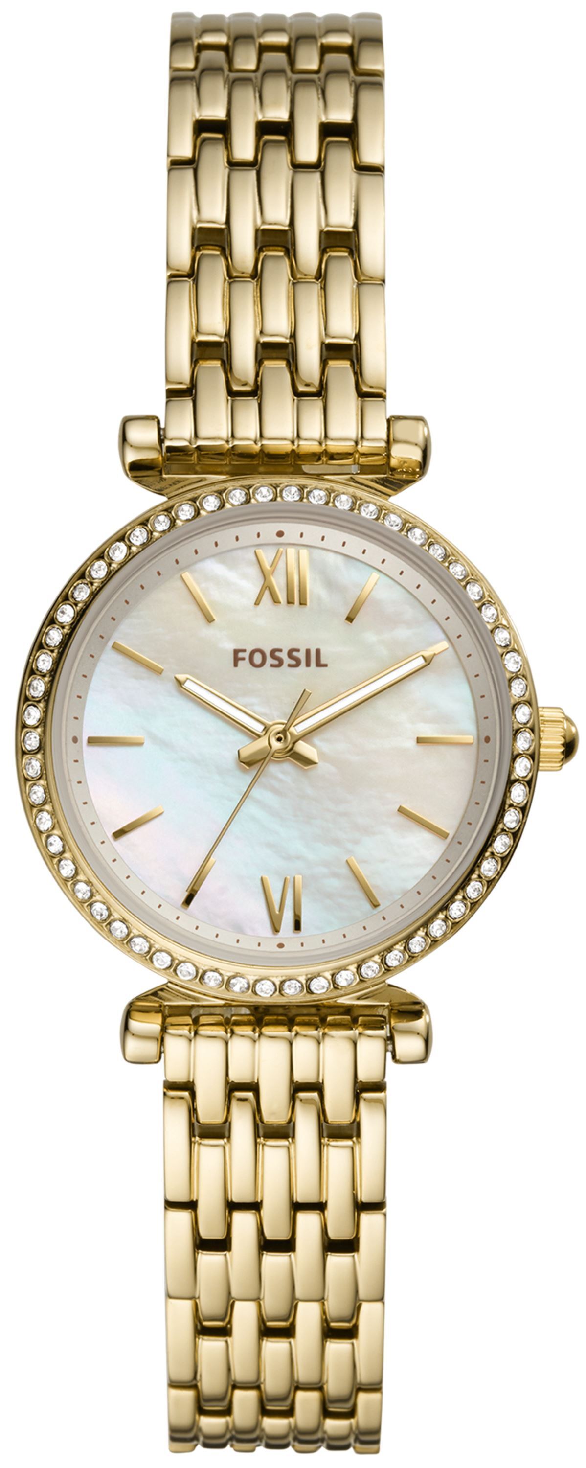 Fossil Damklocka ES4735 Carlie Mini Vit/Gulguldtonat stål Ø28 mm - Fossil