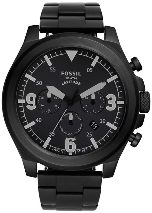 Fossil Herrklocka FS5754 Latitude Svart/Stål Ø50 mm - Fossil