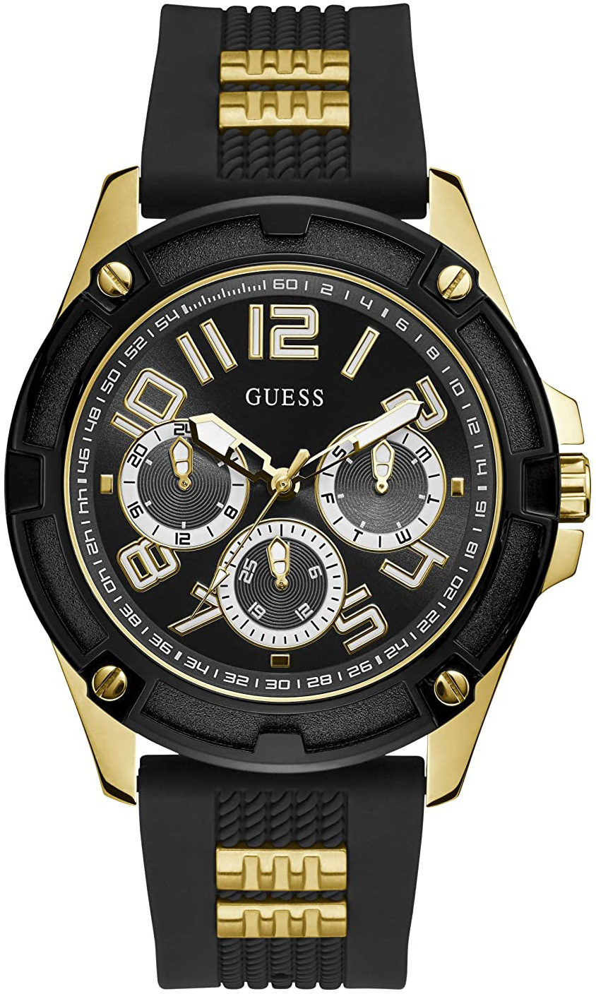 Guess Herrklocka GW0051G2 Svart/Gulguldtonat st&aring;l &Oslash;47.3 mm