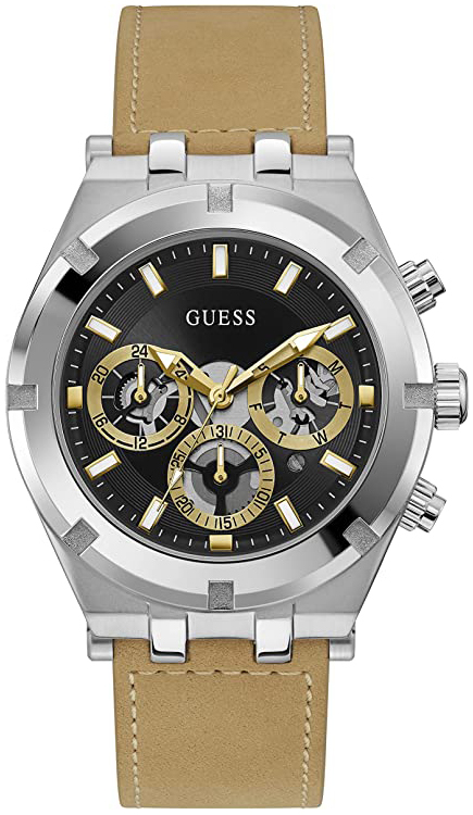 Guess Herrklocka GW0262G1 Continental Svart/Läder Ø44 mm - Guess