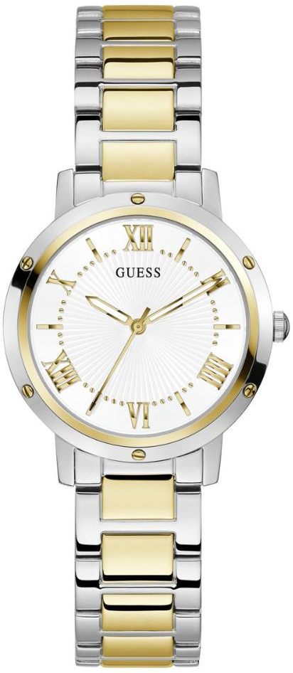 Guess Damklocka GW0404L2 Dawn Vit/Gulguldtonat st&aring;l &Oslash;34 mm