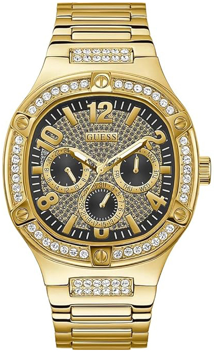 Guess Herrklocka GW0576G2 Multifunction Svart/Gulguldtonat stål