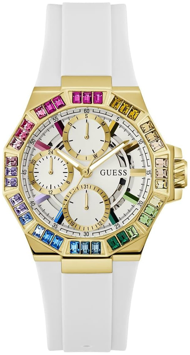 Guess Damklocka GW0779L1 Multifunction Vit/Gummi &Oslash;39 mm
