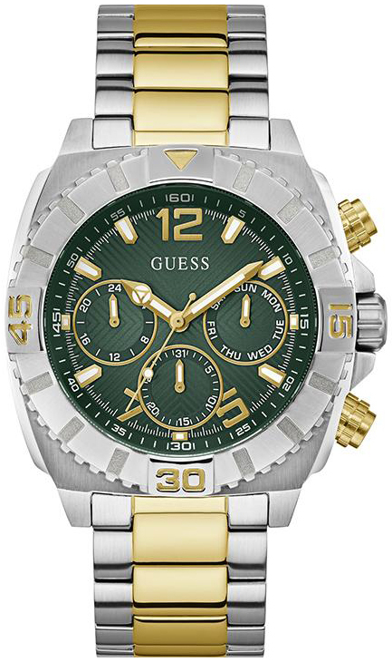 Guess Herrklocka GW0800G1 Traction Grön/Gulguldtonat stål - Guess