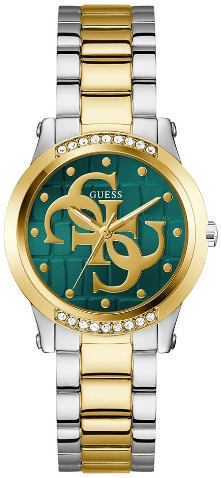 Guess Damklocka GW0861L4 Annette Gr&ouml;n/Gulguldtonat st&aring;l &Oslash;36 mm