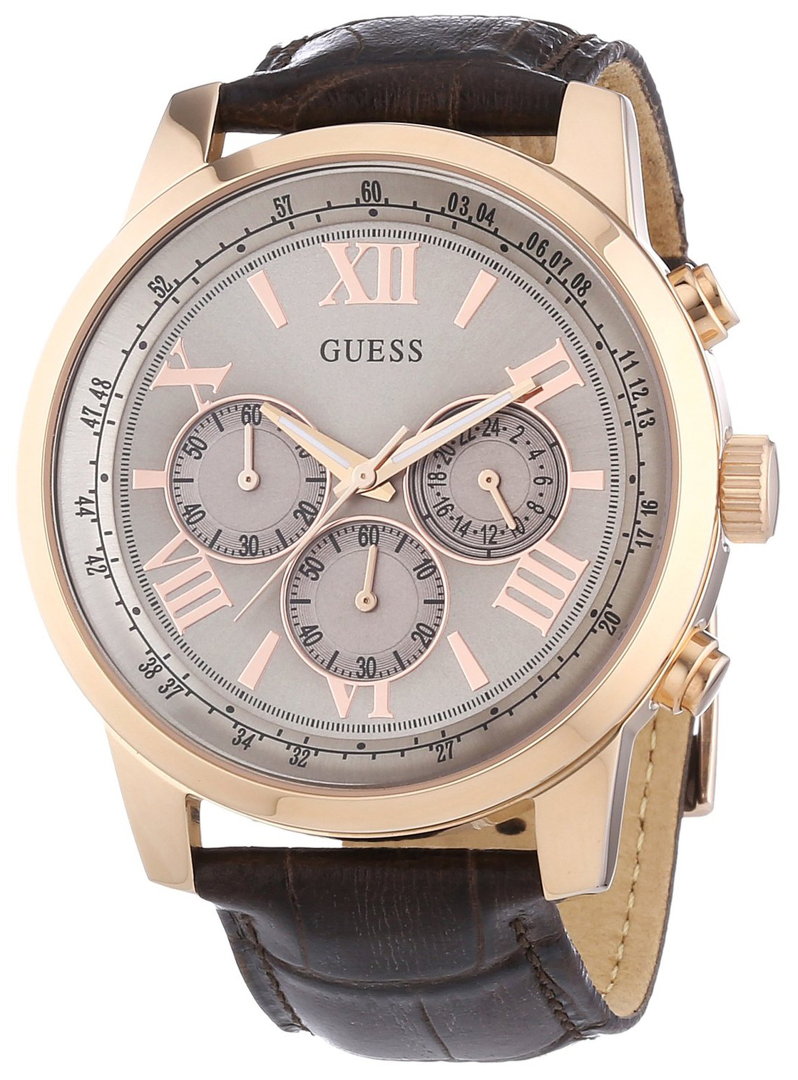 Guess Herrklocka W0380G4 Horizon Silverf&auml;rgad/L&auml;der &Oslash;44 mm