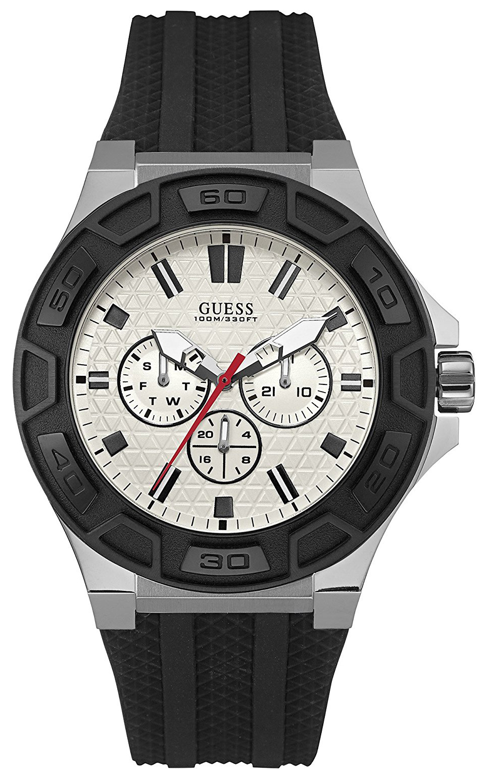 Guess Herrklocka W0674G3 Force Vit/Gummi Ø45 mm - Guess