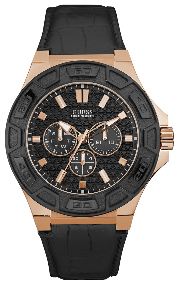Guess Herrklocka W0674G6 Force Svart/Läder Ø44 mm - Guess