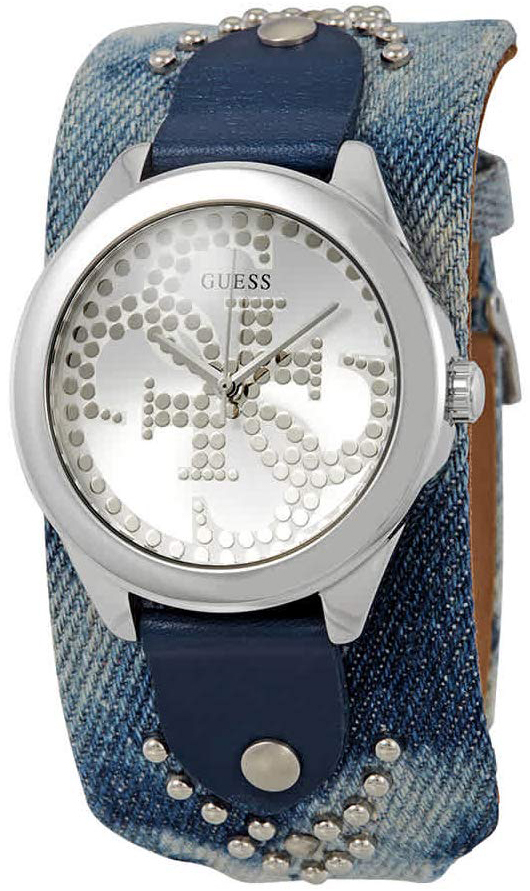 Guess Damklocka W1141L1 Heartbreaker Silverfärgad/Textil Ø28 mm - Guess