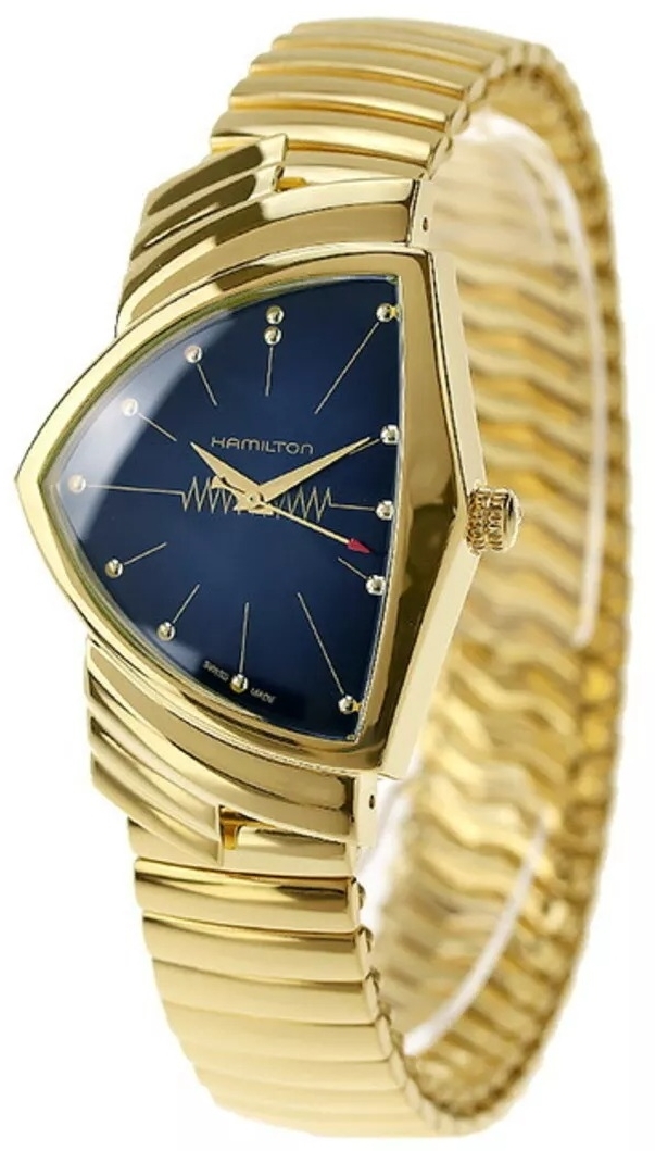 Hamilton Damklocka H24301141 Ventura Blå/Guldtonat stål Ø32.3 mm - Hamilton