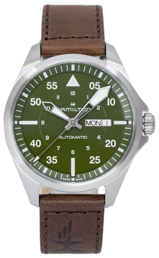 Hamilton Herrklocka H64635560 Khaki Aviation Pilot Grön/Läder Ø42 - Hamilton