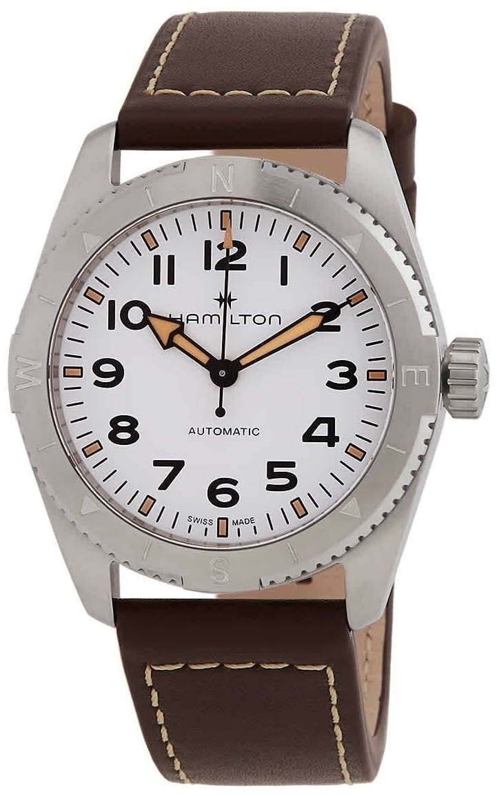 Hamilton Herrklocka H70225510 Khaki Field Vit/Läder Ø37 mm - Hamilton