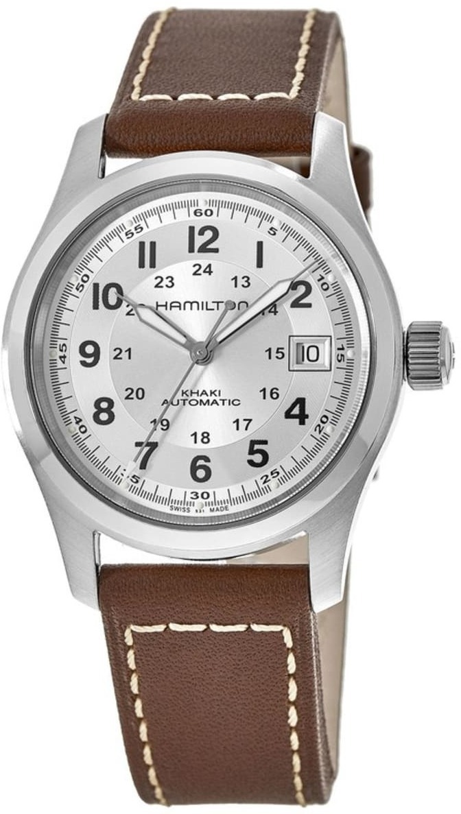 Hamilton Herrklocka H70455553 Khaki Field Silverfärgad/Läder Ø38 mm - Hamilton